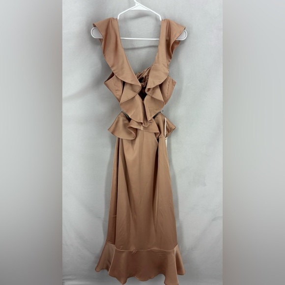 NWT Show Me Your Mumu Zoey Midi Bridesmaid Dress Ruffle Cutout Open Back large - Picture 2 of 10